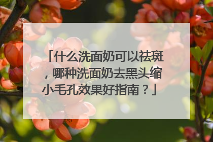 什么洗面奶可以祛斑，哪种洗面奶去黑头缩小毛孔效果好指南？